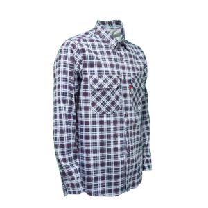 Wholesale Long Sleeve FRC NFPA 2112 CAT 2 FR Shirt ARC Rated 6.5 Oz Plaid Pattern from china suppliers
