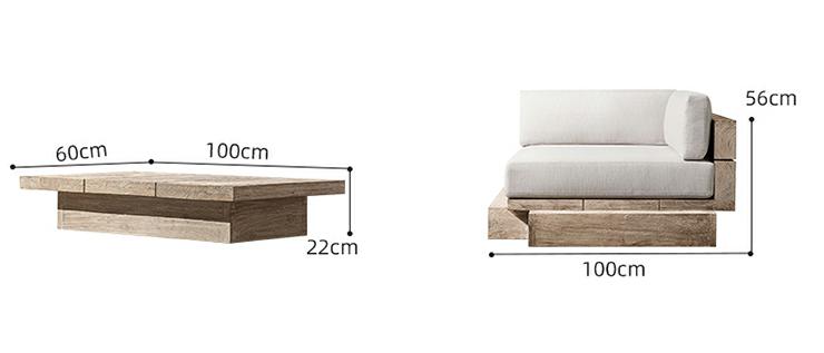 Solid Teak Wood Garden Sofa Set Outdoor Modular Lounge With High Rebound Sponge Cushion