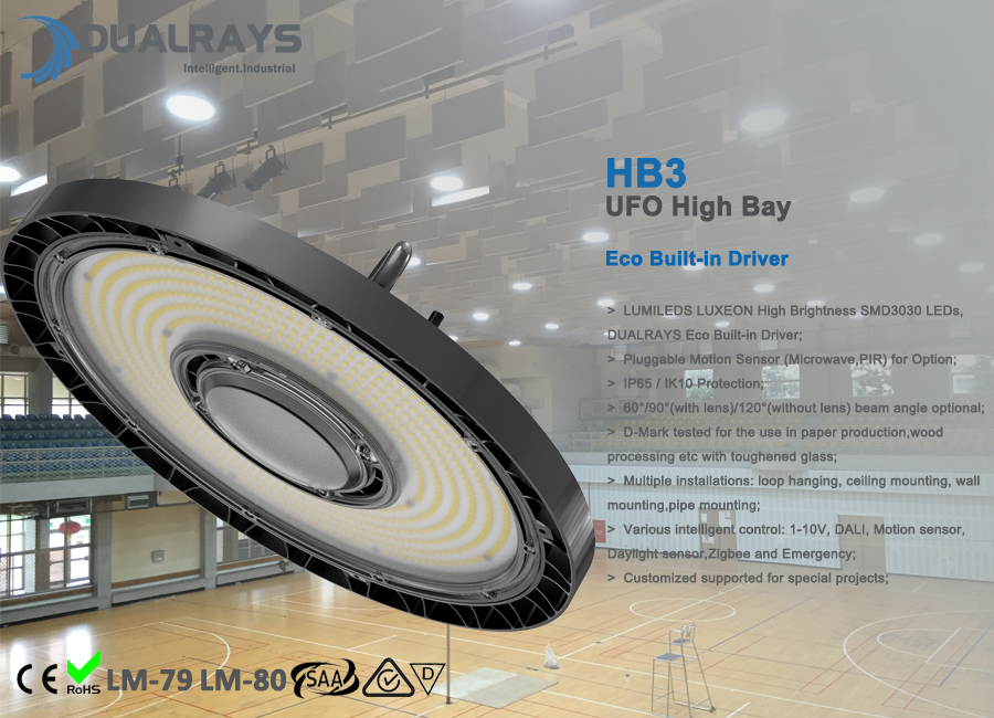Warehouse Energy Saving Explosion Proof 100W 150W 200W UFO LED High Bay Lamp with DUALRAYS Own-developed Built-in Driver