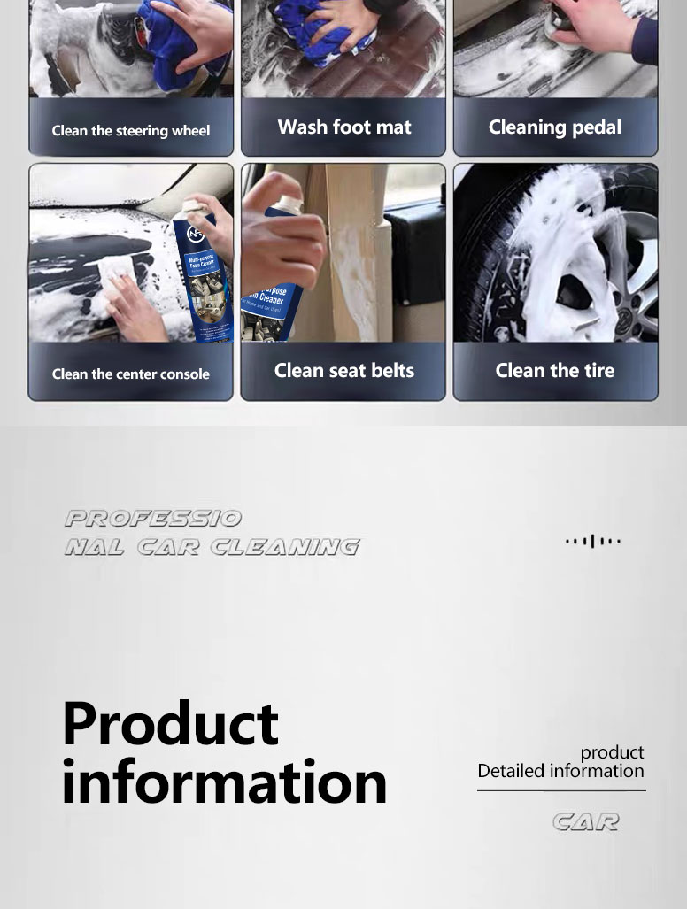 Powerful 650ml Foam Cleaner Spray for Car Leather Deep Cleaning and Multi-Functional