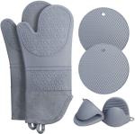 Heat Resistant Silicone Oven Mitts Pot Holders Sets For Baking