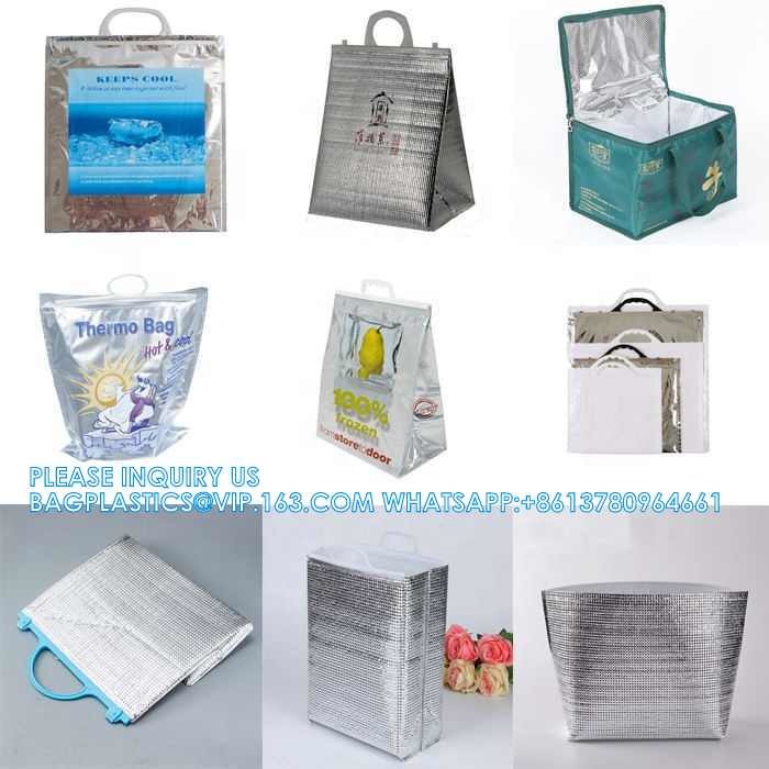 Collapsible Insulated Shopping Grocery Cooler Bag For Fish Seafood Zipper Insulation Pouch