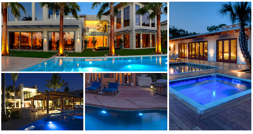 12V IP68 Outdoor Fiberglass Pool Lights 19W 120° Beam Angle Transparent PC
