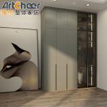 Solid Wood Bedroom Storage with 2 Door Wardrobe Hanging Rail and Adjustable