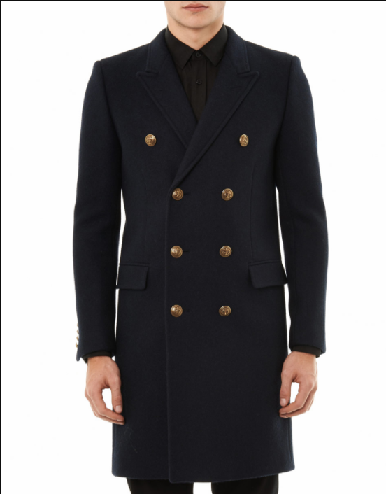 Custom high quality mens longline wool coat with double-breasted