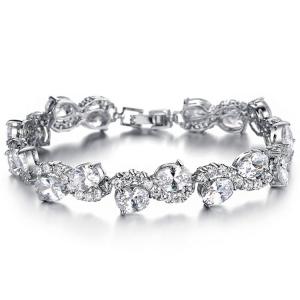 Wholesale Women Platinum Plated Clear Cubic Zirconia Bracelet Wedding Jewelry (JDS924WHITE) from china suppliers