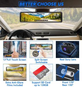 Wholesale OEM ODM 2K 10.88 Inch Dual Lens Car Camera with Night Vision from china suppliers