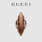 Leather Trimmed Canvas Gucci Ophidia Tote White Medium GG Ladies