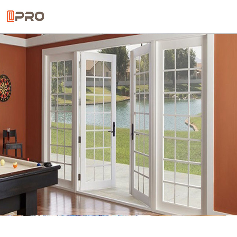 French Style Steel Frame Glass Swing Door With Hinges Powder Coated