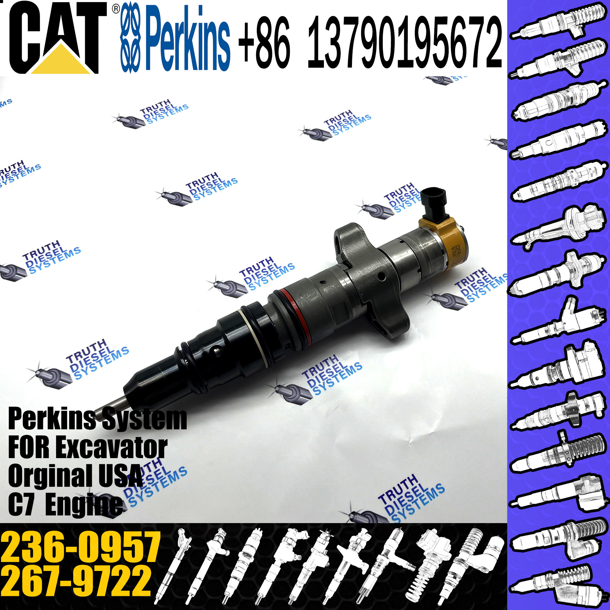 236-0957 Common Rail Fuel Injector Excavator C9 Injector 267-9722 254-4340 10R7222 387-9436 10R-9002 236-0957