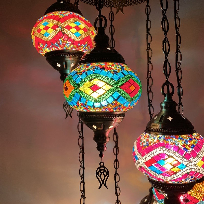 Long staircase chandelier turkish Glass handmade lampshade pendant light(WH-DC-31)