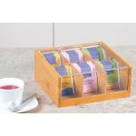 OEM bamboo wooden tea storage box chest box with clear acrylic lid