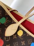 black LV X Yayoi Kusama Louis Vuitton Neverfull MM Monogram Bag Multicolor