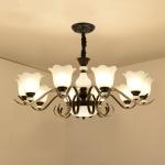 Black wrought iron chandeliers sale with Glass Lampshade (WH-CI-101)