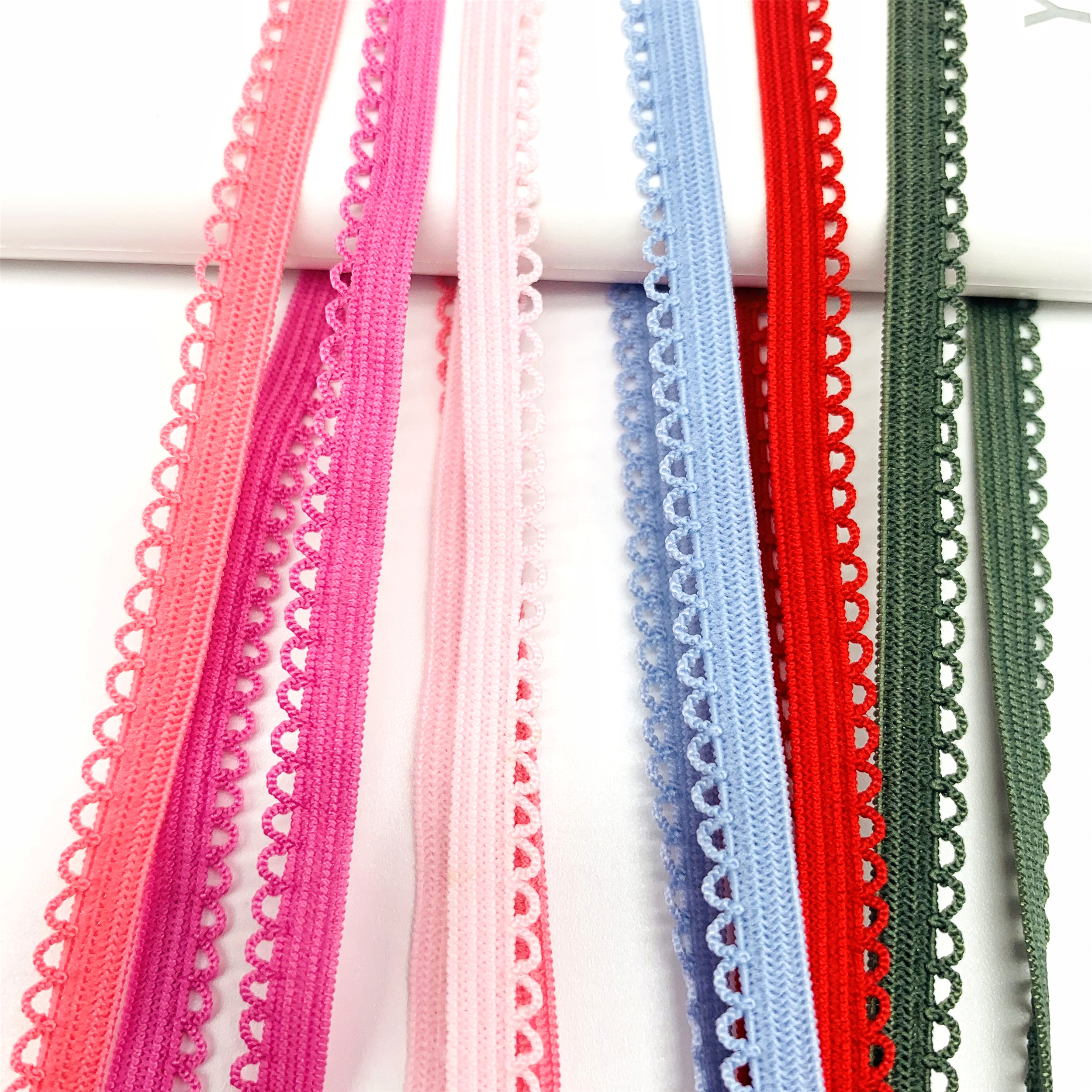 Factory high quality picot teeth edge nylon spandex soft elastic for underwear bra strap tape band webbing