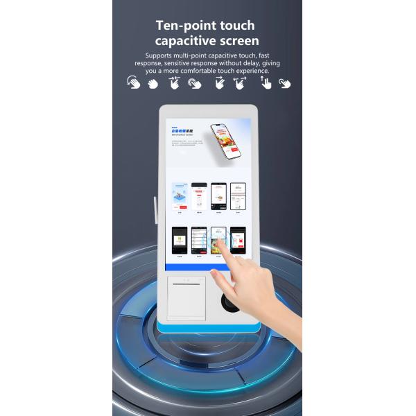 Restaurant Self-service Ordering Counter Kiosk Win 8+128GB Self-service Payment Kiosk with Printer Nfc QR Code Scanner