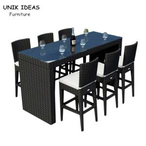 Wholesale Hotel Restaurant Furniture Outdoor Bistro Bar Table And Chairs PE Rattan Rectangle Shape from china suppliers