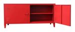Red Metal Wall dustproof TV Hall Cabinet Design