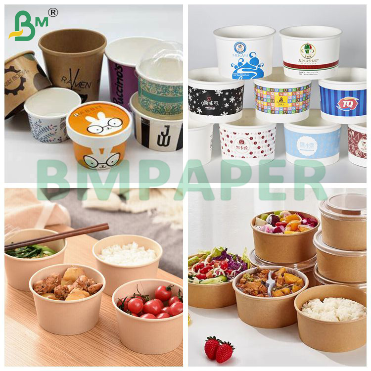 210g + 15g Bowl Paper Food Grade PE Coated Virgin Wood Pulp Rolls