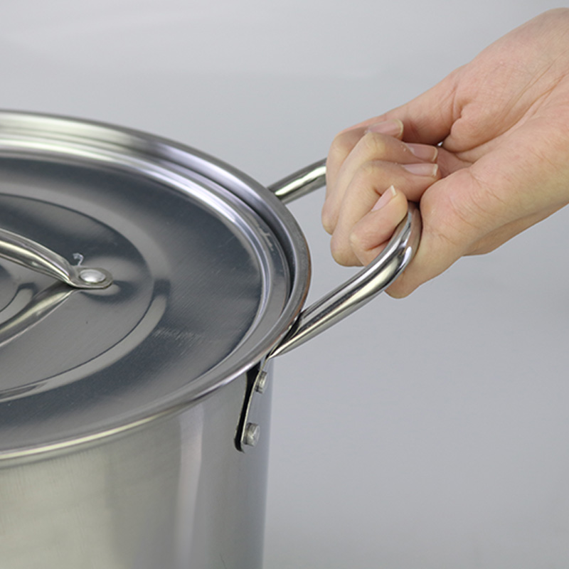 Silver Stainless Steel Thick Stockpot Large Soup Pot Heavy Duty With Lid