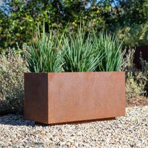 Wholesale Modern Garden Pots Metal Long Trough Box Corten Steel Rectangle Planter from china suppliers
