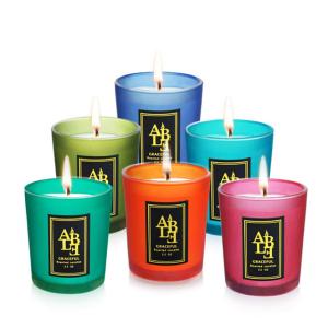 Wholesale Christmas Gift Colorful Scented Candle Jar Frosted Glass Candle Jar For Home / Wedding from china suppliers