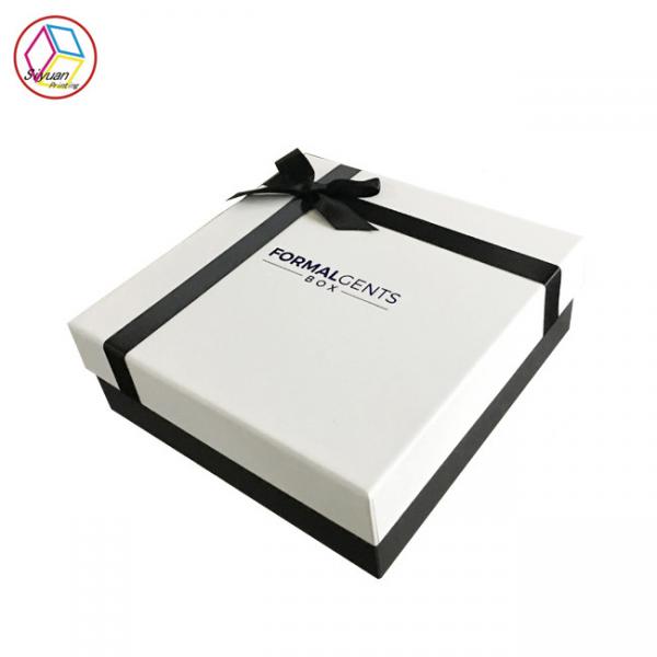 Quality Recyclable Fancy Paper Gift Box / Plain White Gift Box With Bowknot for sale
