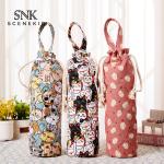 Drawstring Vintage Flower Printing Cotton Wine Bottle Sleeve