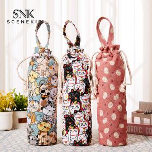 Wholesale Drawstring Vintage Flower Printing Cotton Wine Bottle Sleeve from china suppliers