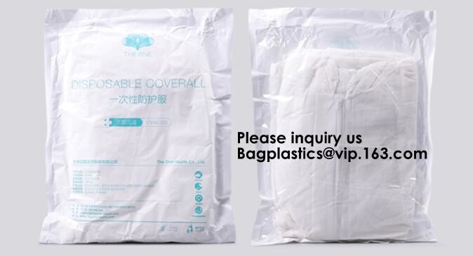 Boot, Hood, Elastic Cuffs, Ankles, Waist. Heavy-Duty Protective Coveralls. Unisex Disposable Workwear for cleaning servi