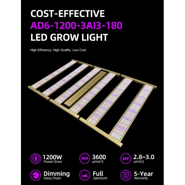 Wide 1200W Full Spectrum LED Grow Light Foldable Commercial With Samsung LM301H LM281B Chips