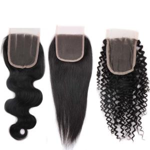 Wholesale Natural Looking Brazilian Hair Closure With Natural Part 130% Standard Density from china suppliers