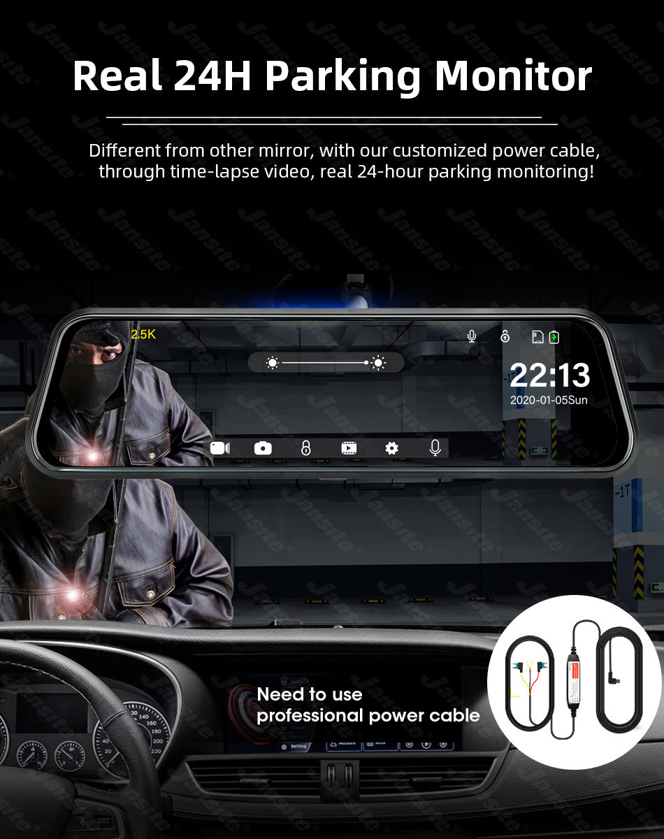 10 Inch IPS 2.5D Touchscreen Dashboard Mounted Dash Cam Parking Monitor FHD1080P