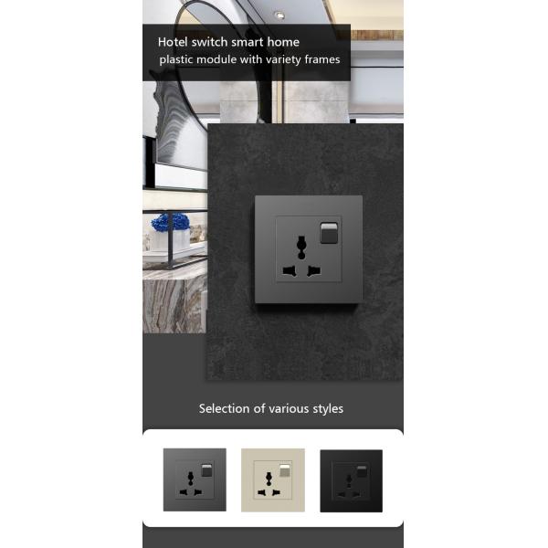 13A 3 Pin Plug Universal Socket Full Plastic Panel Black / Champagne