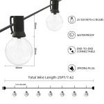 25FT Glass Bulbs LED Outdoor String Lights Retro Edison Filament Lamp Street