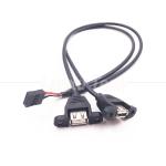 Dual USB Type A 2 Ports Panel Mount USB to Dupont Connector Wire Cable