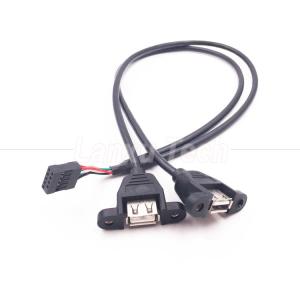 Wholesale Dual USB Type A 2 Ports Panel Mount USB to Dupont Connector Wire Cable from china suppliers