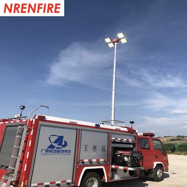 6m pneumatic telescoping move light mast tower for fire truck-pan tilt unit-remote control