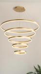 Gold Shell Aluminum LED Round Ring Light 5-rings Hanging Ceiling Light for Hotel