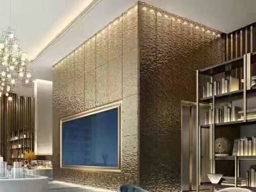 Embossed Stainless Steel Sheets Gold Mirror Finish For Hotels Villa Lobby Interior Decoration