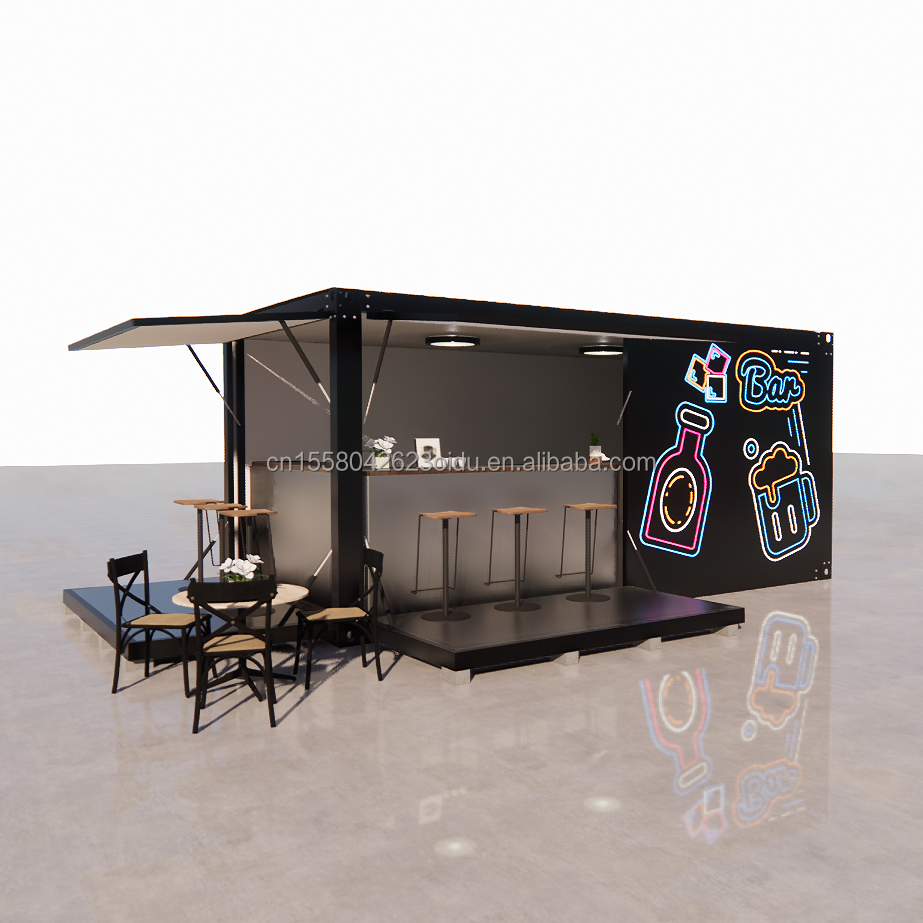 Container House Restaurant Shop Street Food Kiosk 20ft Mini Pop Up Shop Container with Aluminum Alloy Windows