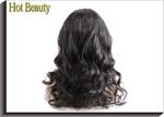 Virgin Human Hair Front Lace Wigs Loose With Baby Hair Around , Elastic