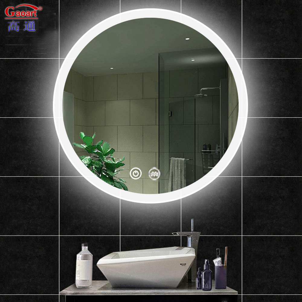 Smart Glass Round Design LED Mirror for Hotel Room Full Light Up Bedroom Decoration Wall