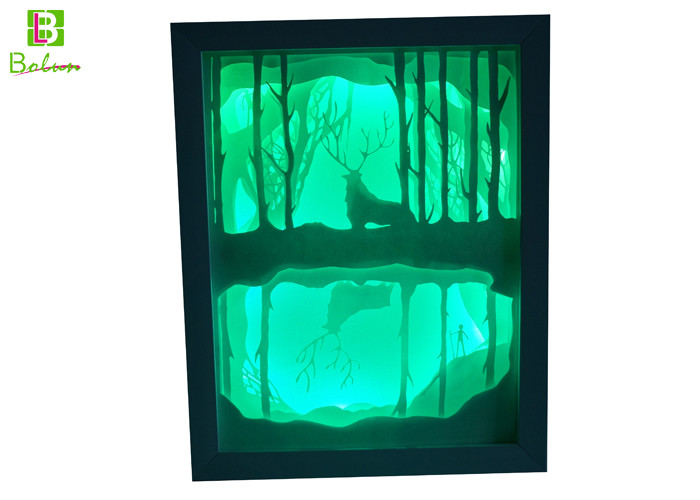 Drawing Backlit Paper Cut Box LED system Polystyrene Deep Woods Deer