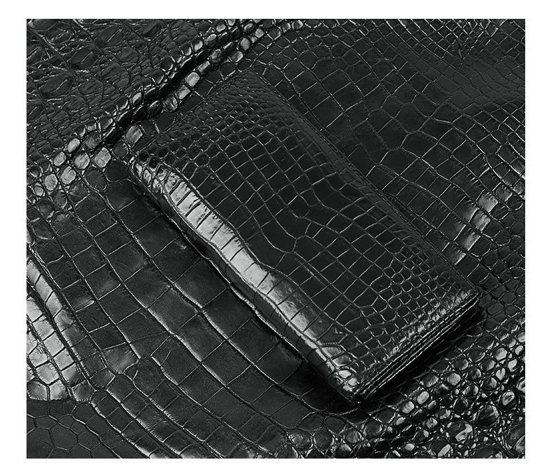 Genuine Crocodile Belly Skin Businessmen Suits Clutch Wallet Authentic Alligator Leather Lining Male Long Card Purse