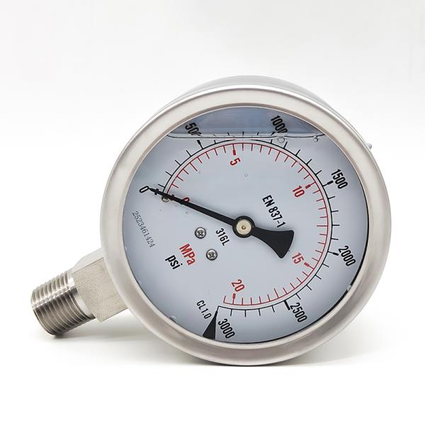Original 100mm Stainless Steel Manometer Glycerin Filled Pressure Gauge