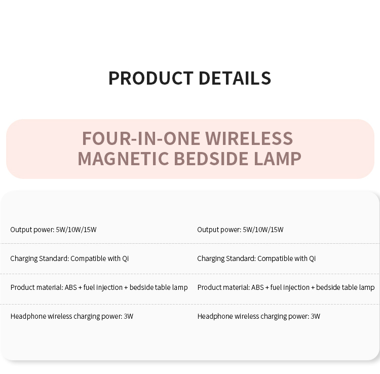 Fast Charger 4 In 1 Multifunction 15W Wireless Charger With Table Lamp for Mobile Phone