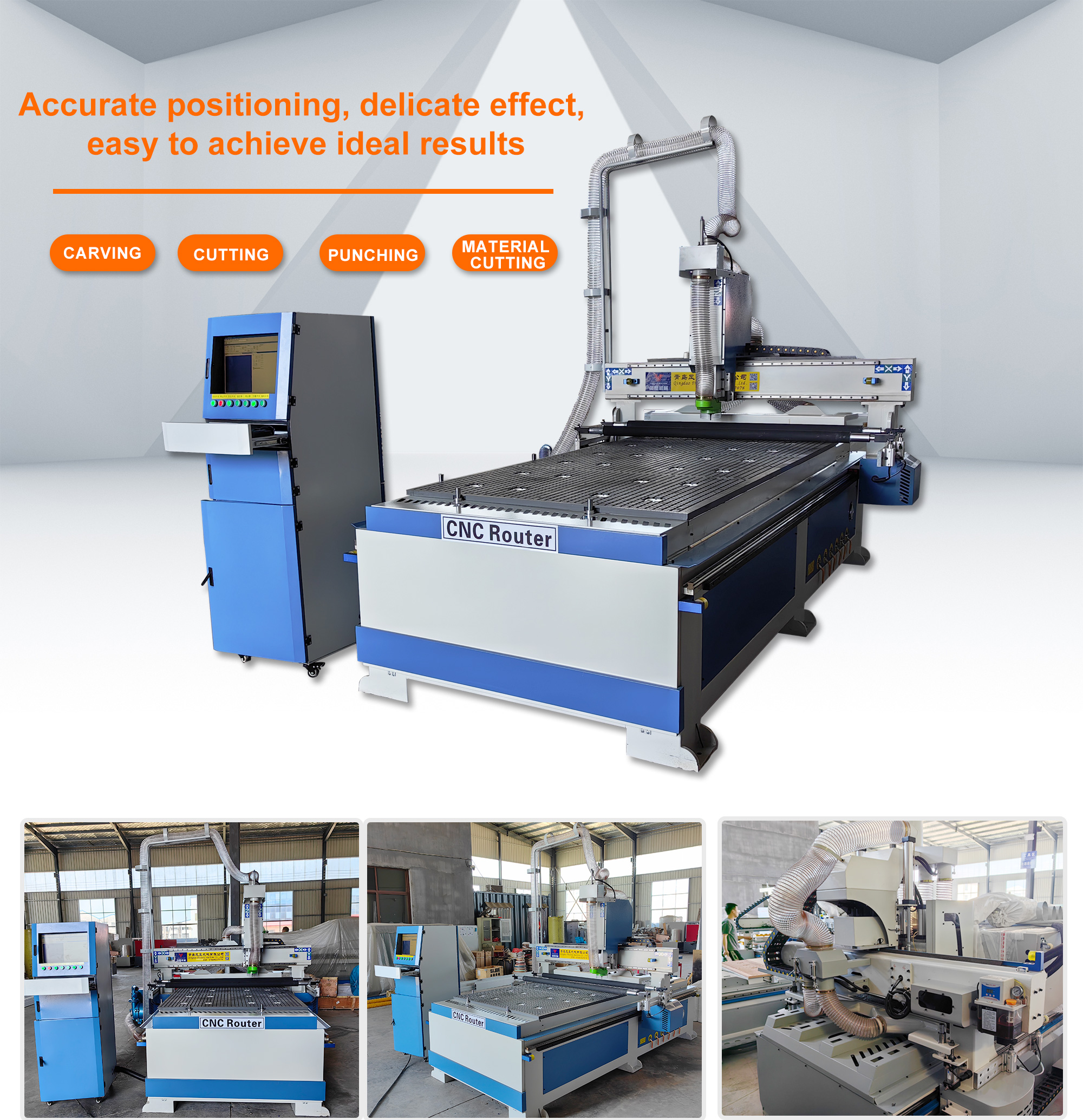 Woodworking ATC Cnc Router with Weihong Control System and 1300×2500 Working Table Size