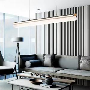 Wholesale A Word Minimalist Luxury French Island Bar Acrylic Rectangular Texture Restaurant Chandelier from china suppliers