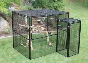 Wholesale Welded Wire Lifestyle Deluxe Metal Bird Aviary Powder Coated Black Color from china suppliers